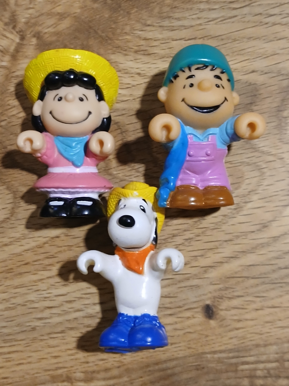 Peanuts Toy Figures Trio - Yellow, Pink, Blue Accents